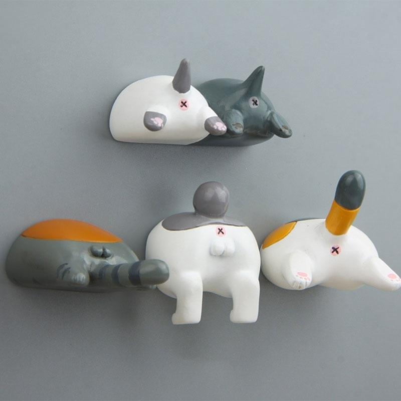 Cute Cartoon Dog Cat Ass Style Refrigerator Sticker Key Holder Creative Magnetic Message Wall Tile Stickers Magnet Cute Cartoon
