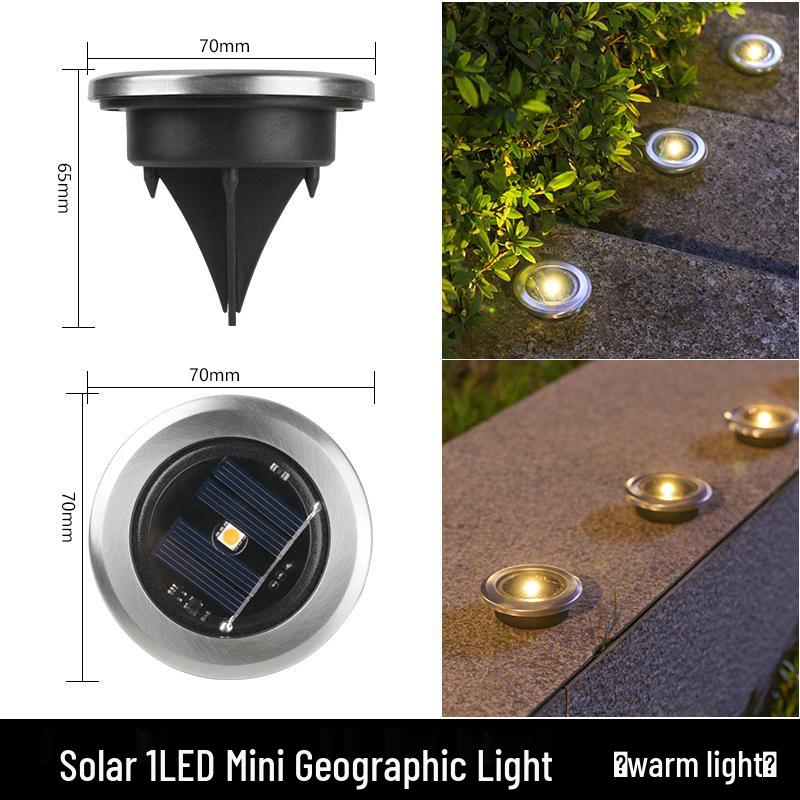 Solar LED Stainless Steel Underground Light for Outdoor Garden, Lawn, Courtyard, Rainproof.