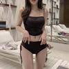 2024 Korean-Style Women's Split Swimsuit: Girl's Tube Top Drawstring Bikini for Resorts & Hot Springs