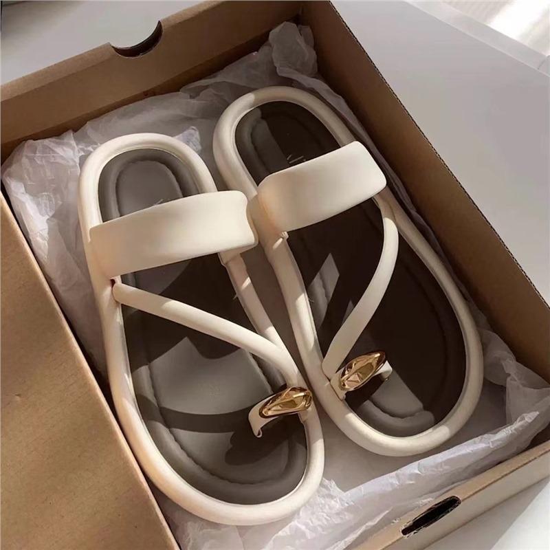 

Летние пляжные шлепанцы на толстой подошве, крутые шлепанцы с перемычкой для пальцев, женские, под юбки, вечерний бриз, продвинутое чувство, шлепанцы на одной подошве для женщин 40-41 fits 39-40 feet