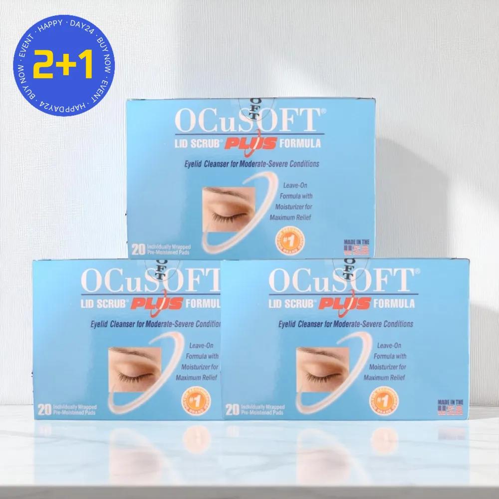 Ocusoft Lid Scrub Formula Eyelid Cleanser Eye Clean 20 Sheets, 3 Boxes