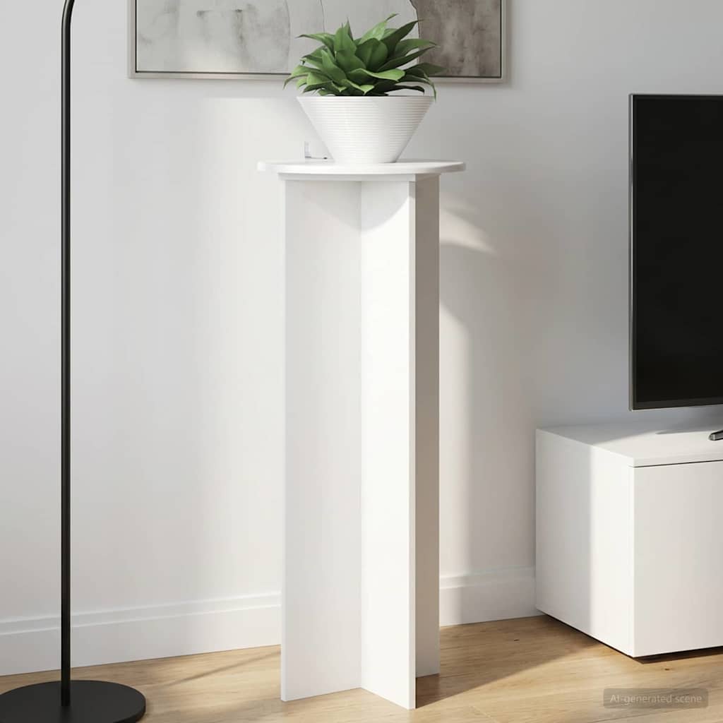 Plant Stand 2 Pcs High Gloss White Ø40 X 100 Cm Engineered Wood