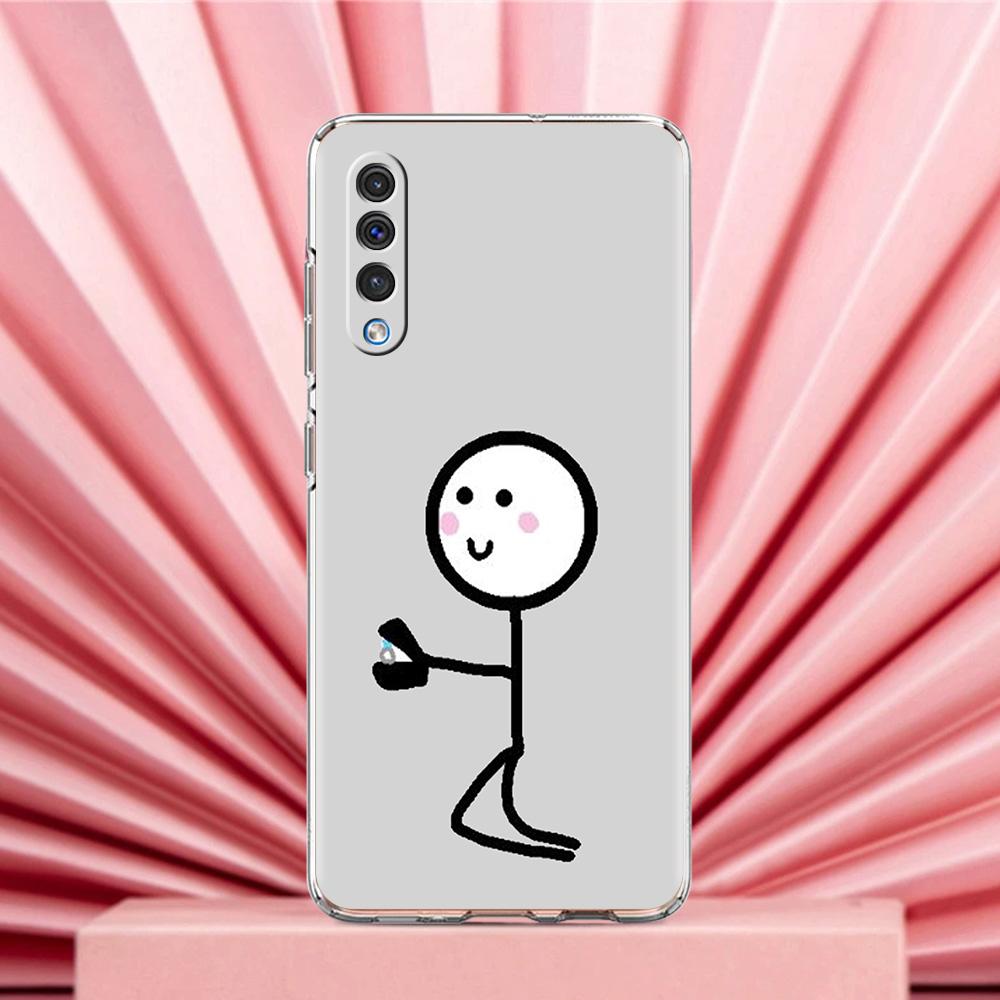 Phone Case For Samsung A56 A36 A26 A24 A16 A14 A12 A32 A50 A70 A22 A40 A34 A54 A42 A52 5G A06 Cover Cute Matchstick Men Couple