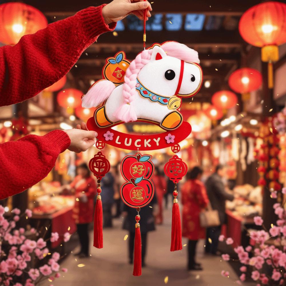 3D New Year Door Decoration Cartoon Lucky Charm Door Hanging Horse Year Pendant Home Furnishings