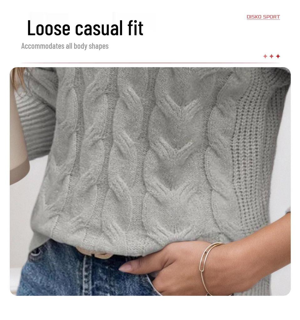 European & American Fashion Women's Cable Knit High Neck Sweater - Autumn/Winter Collection