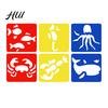 Small Size Paint Stencil 6 Pcs Painting Template Stencils, 5.5x5.9 Inch Washable Reusable DIY Hollow Edge Art Stencils for Wood Paper Fabric,
