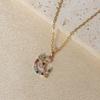 Purple Teardrop Zirconia Heart Pendant Necklace, Golden Tone Dainty Jewelry for Women