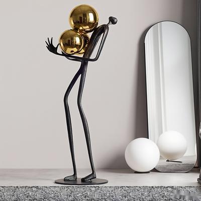 Abstract Metal Hugging Sphere Figure Art Sculpture for Home Decor, Desktop Sculpture with Electroplating Process, Perfect for Living Room, TV Cabinet