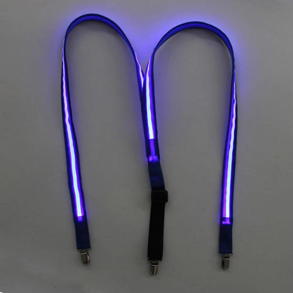 Light Up Men's LED Suspenders Elastic Luminous Trousers Suspender Pants Strap Clip  Music
