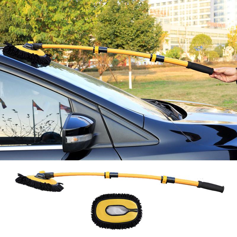 Car Wash Scrubber Brush Car Wash Brush Washing Mop Duster Mitt Adjustable Scratch Free Microfiber Sponge Car Cleaning Supplies