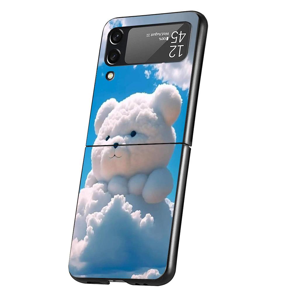 Sunny Clouds Teddy Bear Phone Case For Samsung Galaxy Z Flip 7 6 5 4 3 5G Cover ZFlip7 ZFlip6 ZFlip4 ZFlip5 ZFlip3 Coque Fundas