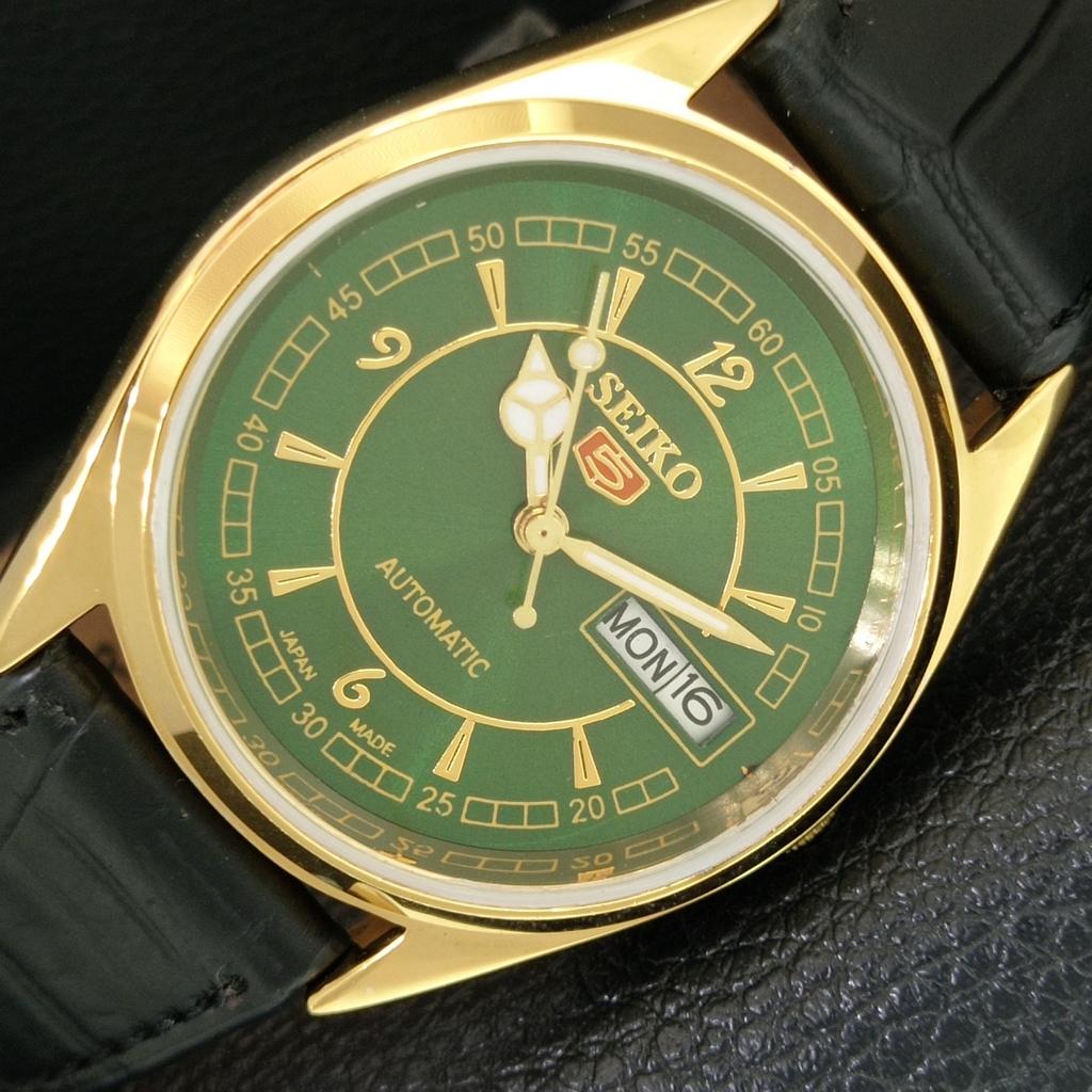 ВИНТАЖНЫЕ ОТРЕМОНТИРОВАННЫЕ МУЖСКИЕ АВТОМАТИЧЕСКИЕ ЧАСЫ SEIKO 5 ЯПОНИЯ ЗЕЛЕНЫЙ ЦИФЕРБЛАТ a443501-5