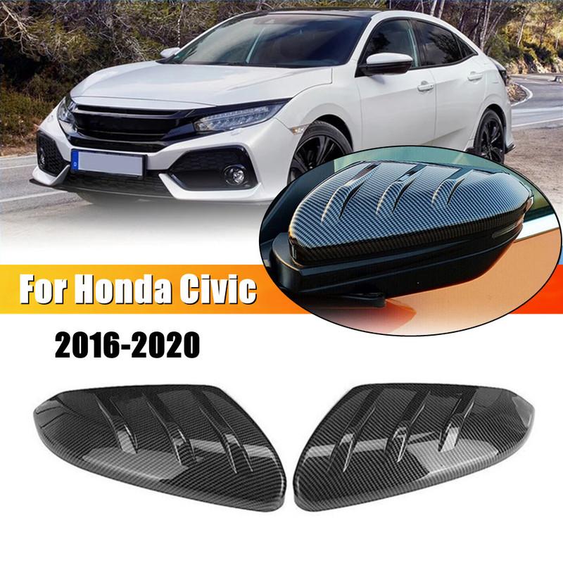 For Honda Civic 10th 2016 2017 2018- ABS Car Rearview Side Mirror Cover Wing Cap Exterior Door Housing Trim Adhesive Sticker