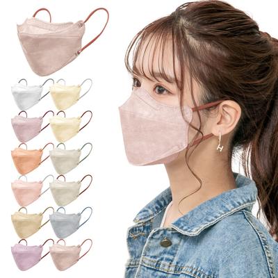 Boutique Officielle Kaitou Masques Non Tissés KF94 Bicolores 3D Confortables Petits Rose Beige Masques, Oreilles, Visage, Lot de 40, Moyen, [Code Produit]