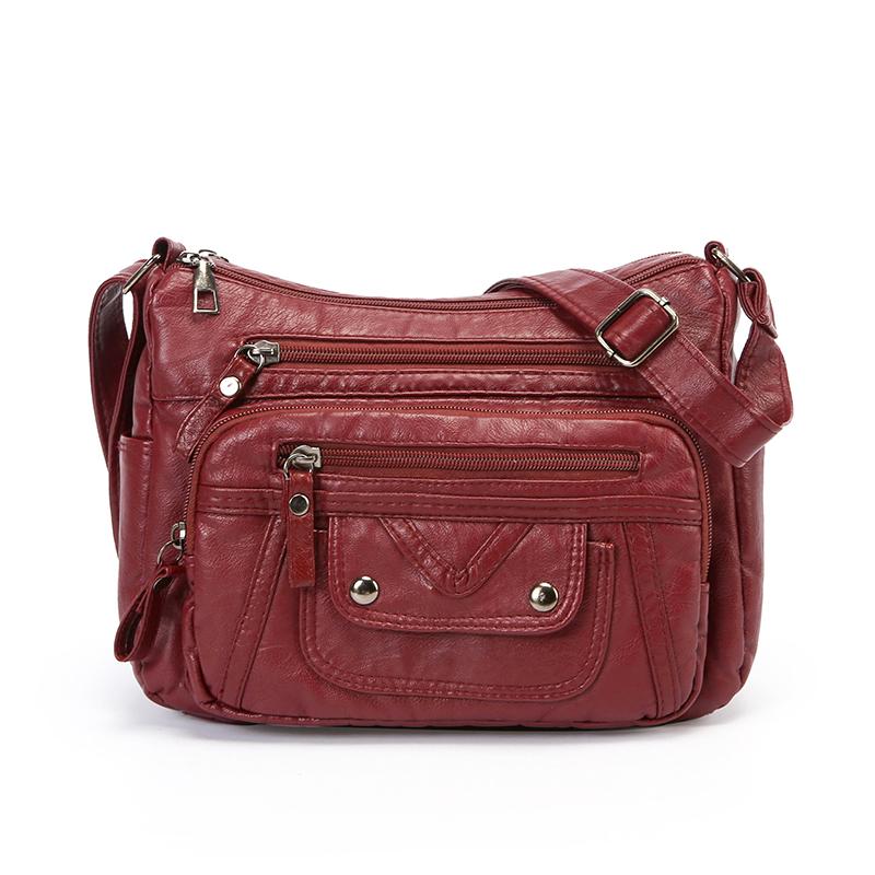 Muttertasche Damen Weiche Leder Umhängetasche Mehrfachfächer Vintage Große Kapazität Umhängetasche