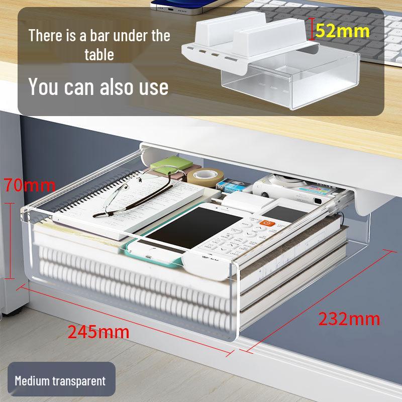 Niewidoczny organizer pod biurko: Bez wiercenia szuflada na artykuły biurowe