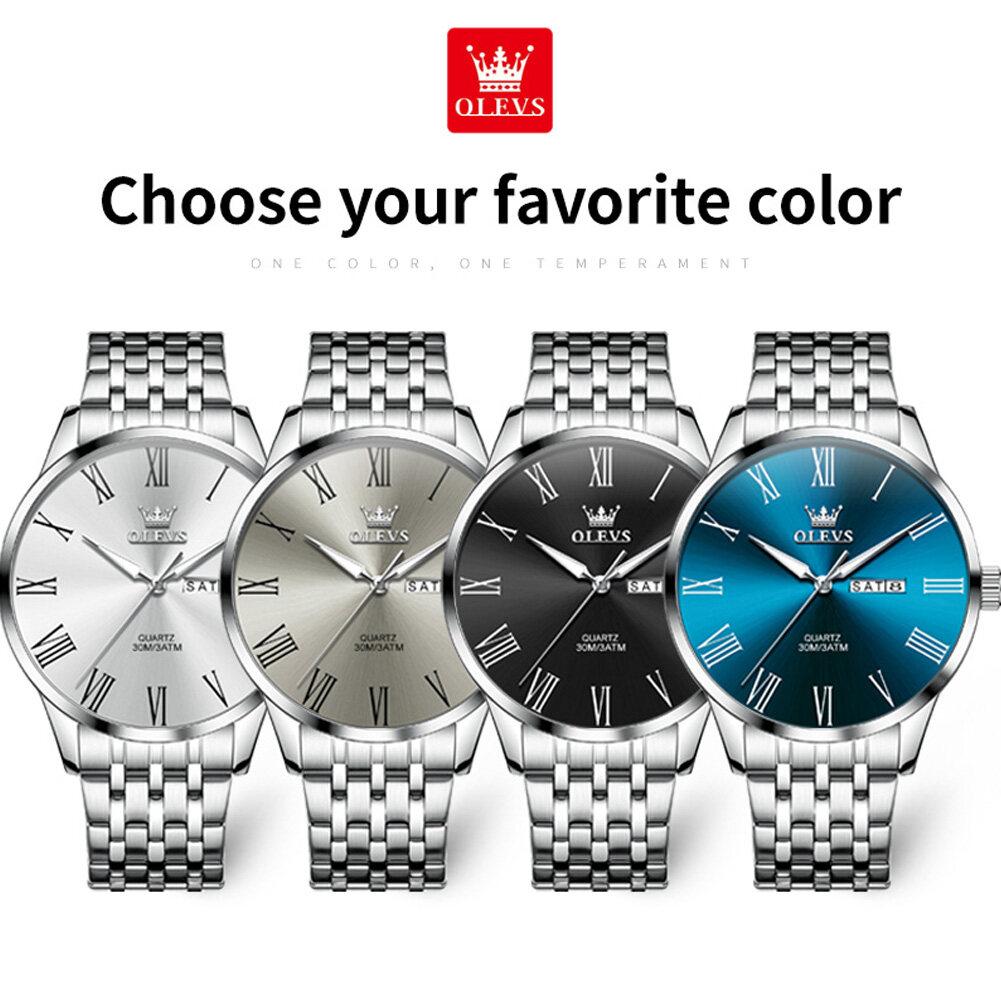 OLEVS Mens Watch Business Quartz Watch Waterproof Luminous Watch For Man Dual Calendar Display Mens Gifts