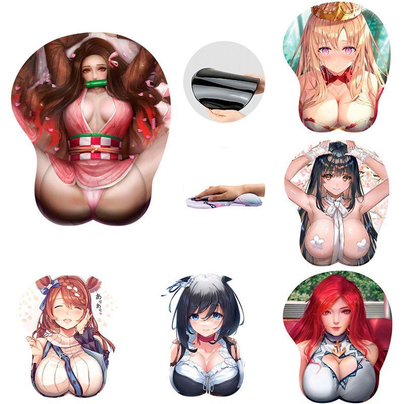 Adorable Two-dimensional 3d Chest Anime Mouse Pad With Soft Ergonomic Design