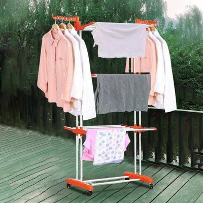 Clothes Drying Rack with Wheels High Stability 4-Layer Design Strong Load-bearing Easy Assembly Indoor Outdoor Laundry Rack Rolling Clothes Dryer Rack