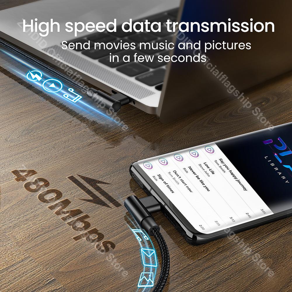 60W USB C to USB Type C Cable PD 3A Fast Charging Phone Charger Cord For Huawei Samsung S21 Xiaomi POCO 3 Macbook iPad Pro 2/3m