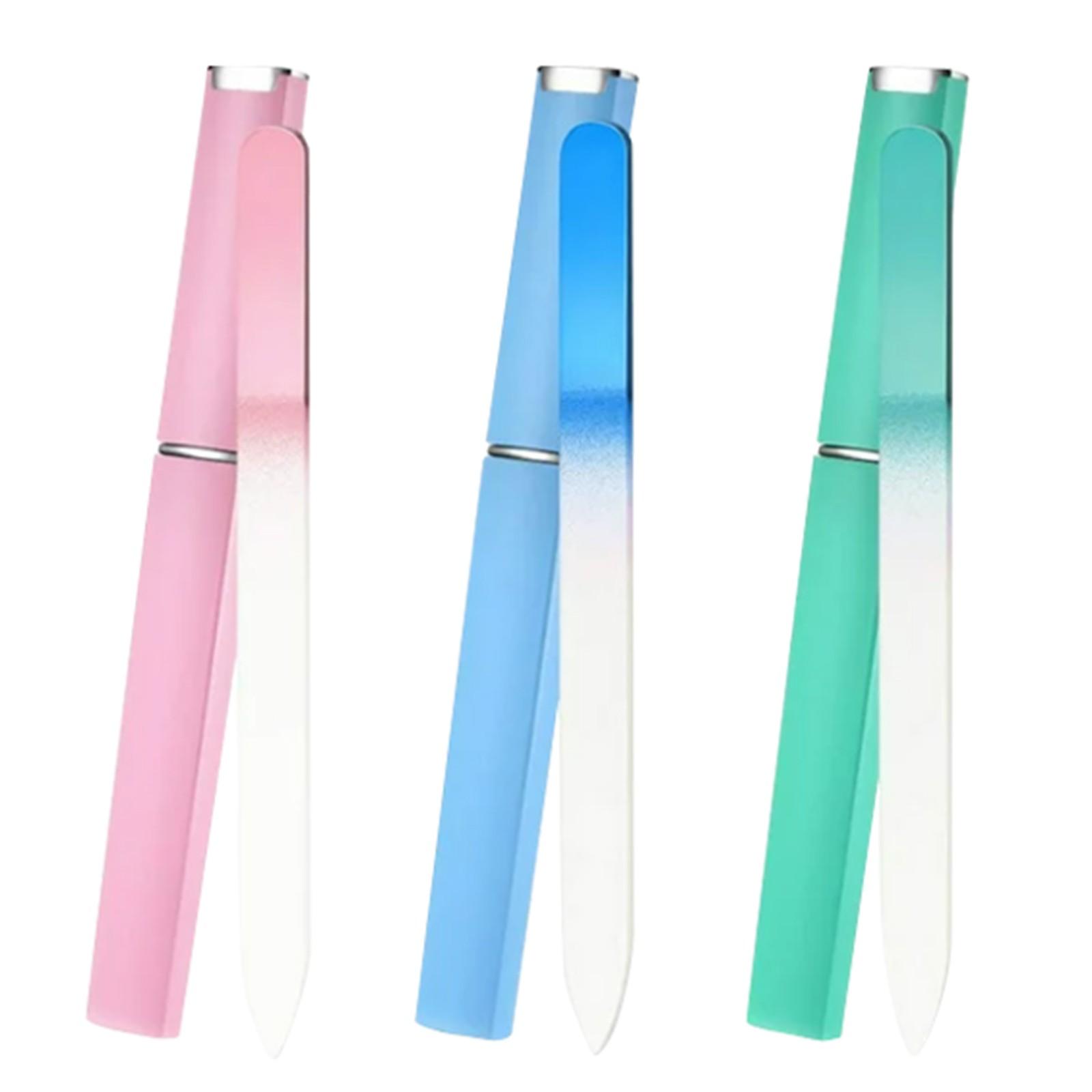 

Стеклянная пилочка для ногтей, 3 шт., натуральная пилочка для ногтей с коробкой, двухсторонняя гравированная пилочка для ногтей One Size