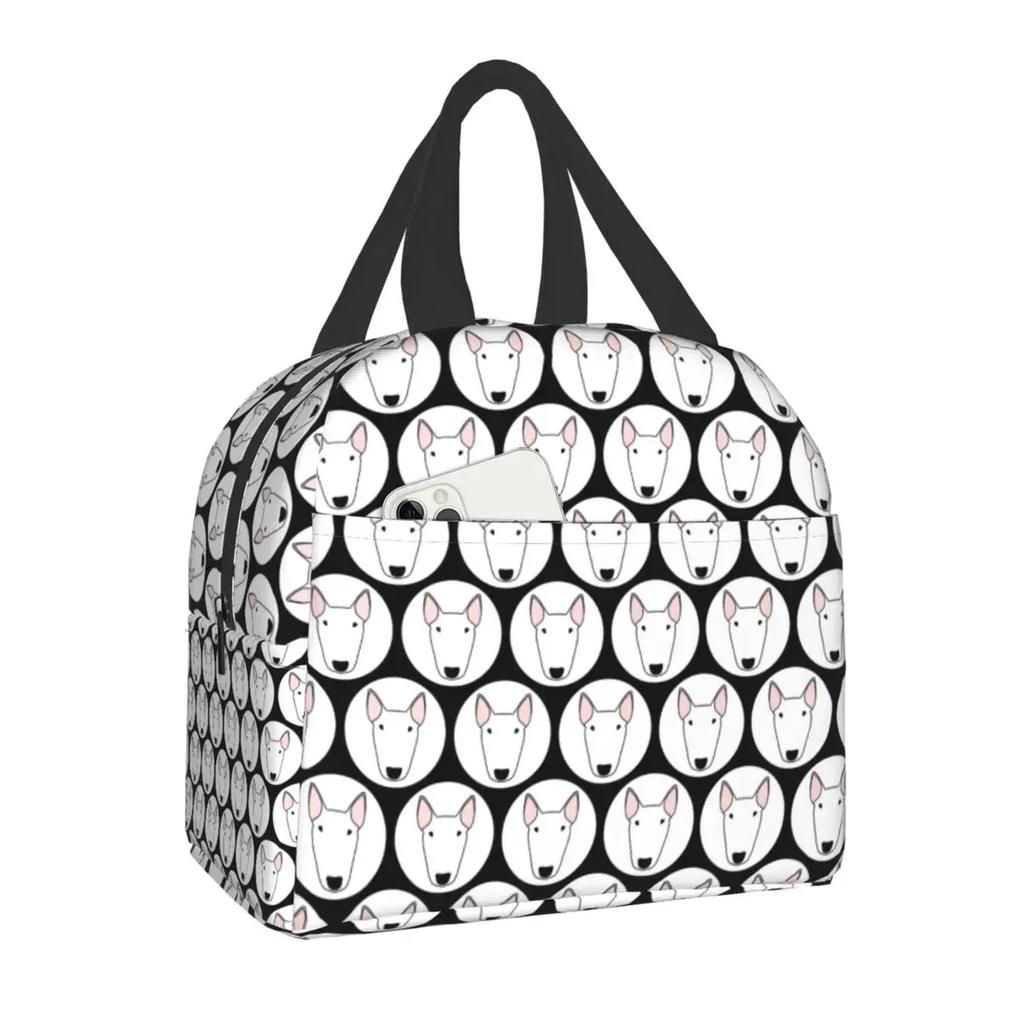 Bull Terrier With Flowers Lunch Box for Women Kids Multifunction Pet Dog Cooler Thermal Food Insulated Lunch Bag Office Work