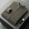 Autumn And Winter Pure Wool Knitted Double-Strand Thickened Stand-Up Collar Cashmere Cardigan Men'S Versatile Long-Sleeved Cashmere Jacket