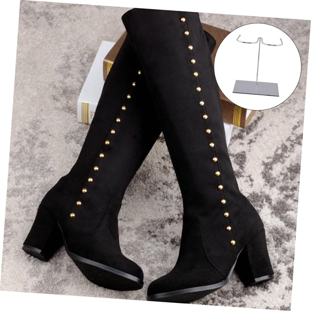 NUOLUX Metallic Shoe Display Stand, Shoe Storage Rack, Metal Shoe Rack, Standing Boot Rack, Easel Stand for Display