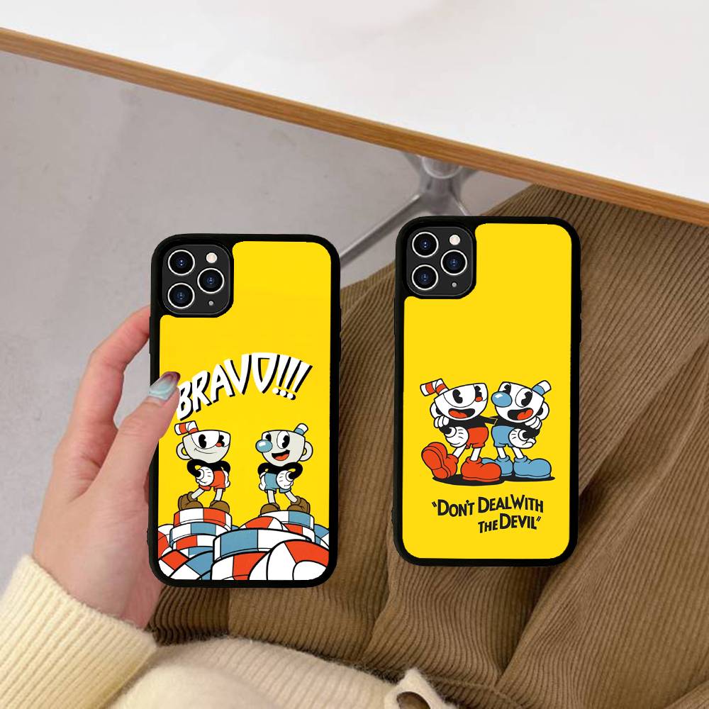 Cute Cuphead Phone Case For IPhone 17 16 Pro Max 11 12 13 14 15 Hard PC+TPU Bracket Back Cover