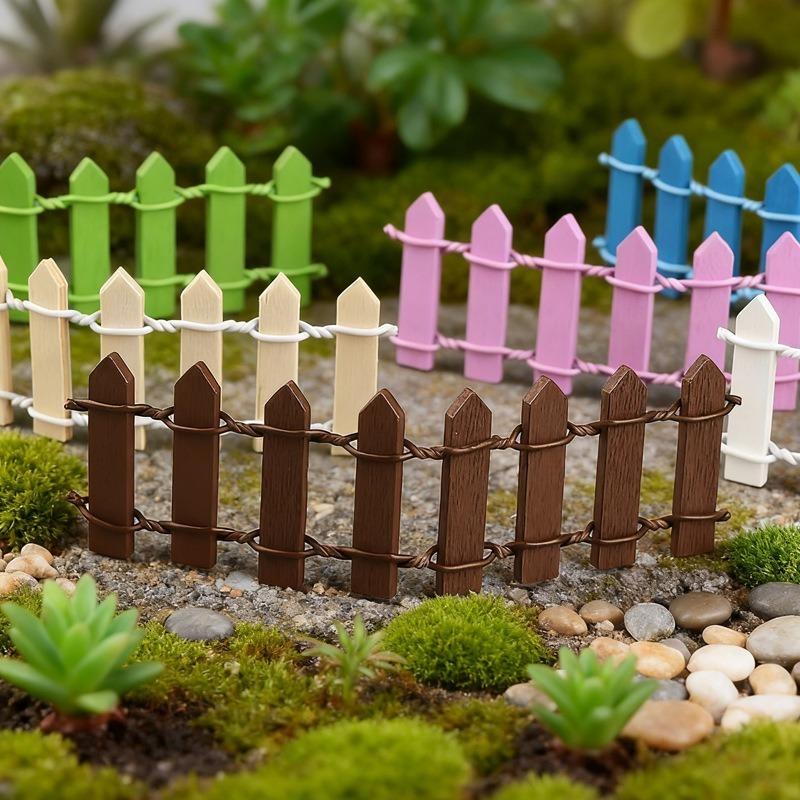 Mini Wooden Picket Fence Multicolor Micro Landscape Decor Fairy Garden & Dollhouse DIY Barrier Miniature Garden Accessory
