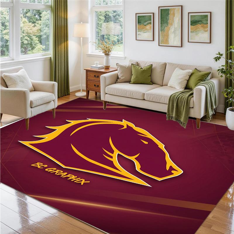 Brisbane Broncos Design Crystal Velvet Rug Soft Decorative Mat for Bedroom Entrance