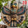 Retro Metal Tin Sign Native American Totem Pole, Round Wall Art Decor, Waterproof Outdoor Plaque, Pre-Drilled 4 Holes