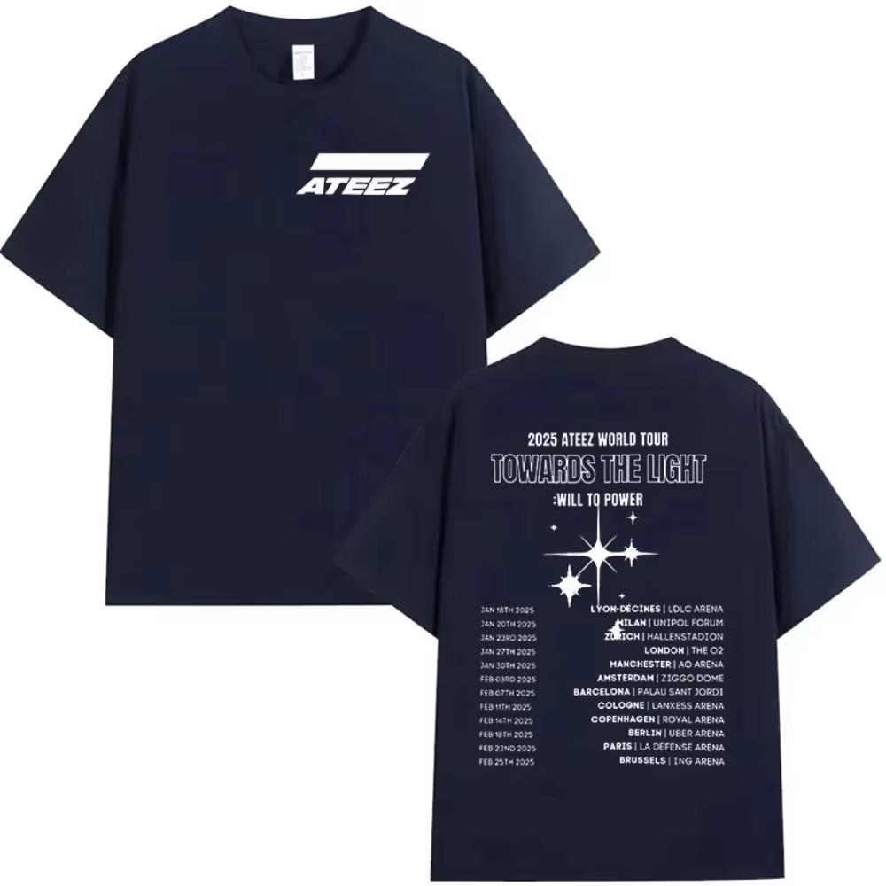 Korean Ateez Towards The Light Will To Power World Tour New T Shirt Men Women Hip Hop Kpop Short Sleeve Top summer Streetwear