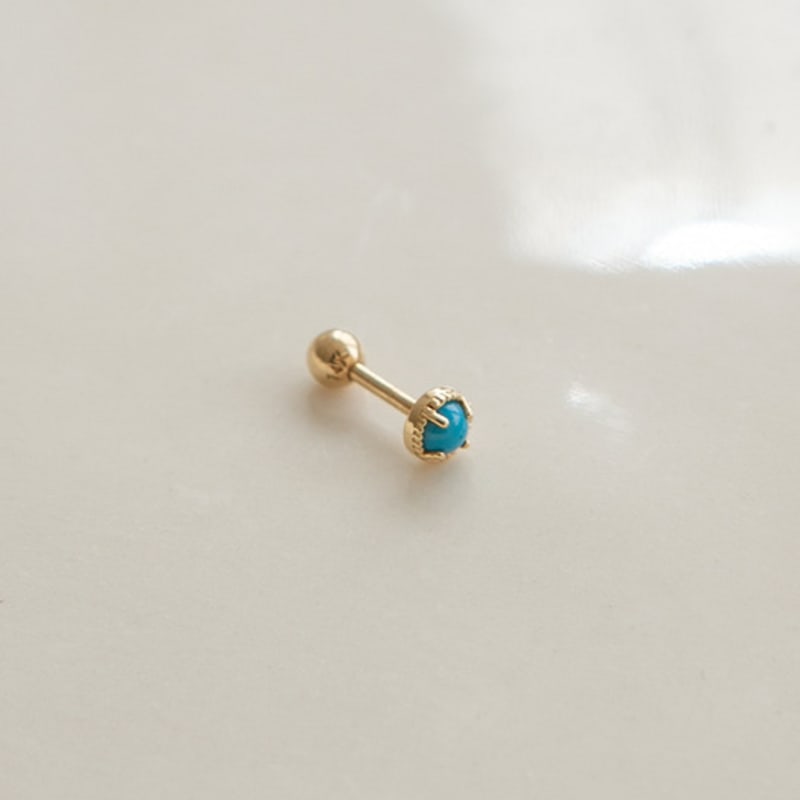 LUNNE 14k Turquoise Gemstone Piercing (14k Gold) (Bar Thickness 1mm) #PIB06