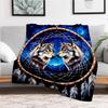 Dream Catcher with Wolves - Handmade Native American DecorBlanket Flannel Throw Blanket for Sofa, Bed, Travel, Camping, Office, Couch, Chair