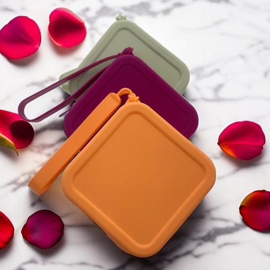 Silicone Storage Bag with Wrist Strap Square Shape Zipper Closure Waterproof Portable Keys Earphone Lipstick Cards Storage Pouch Samll Item Organizer