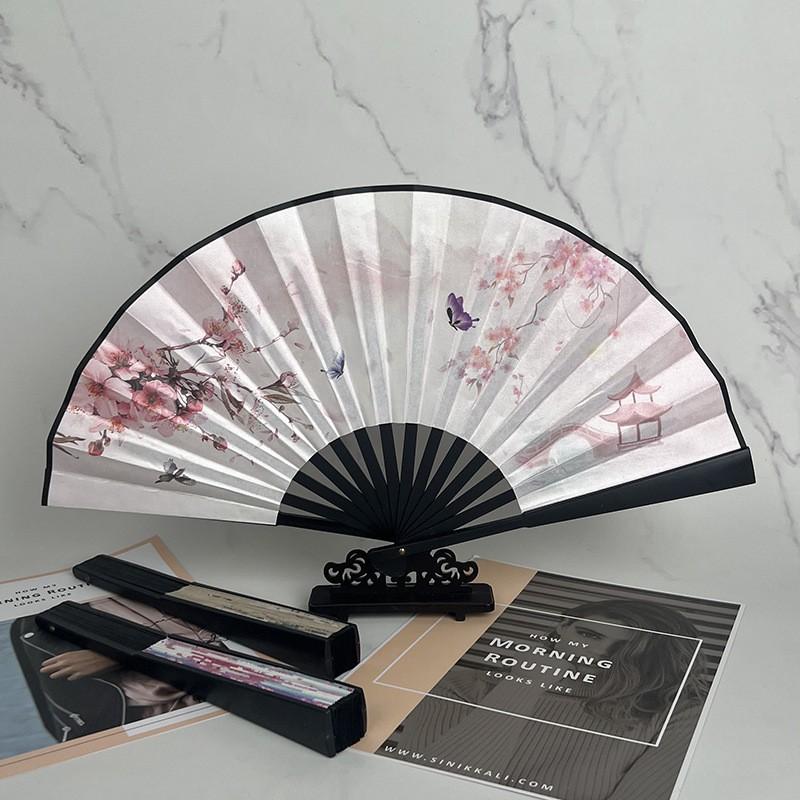 

8 Inch Double-Sided Folding Fan Traditional Chinese Style Handheld Fan Lightweight Portable Decorative Fan with Floral and Butterfly Pattern one size