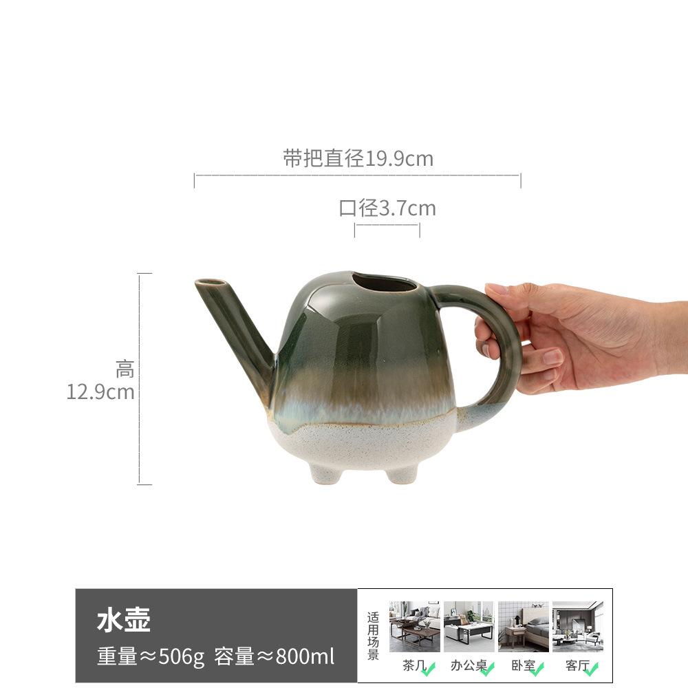 Multi-Color Creative Pot-Shaped Vase Household Ceramic Kettle Flower Arrangement Decorative Ornament Practical Watering Kettle Teapot