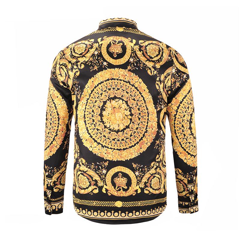 Herrenhemd Neueste Frühlings- und Herbsthemden 3D-gedrucktes Langarm Luxus Gesellschaftshemd Revers Oberteil Herrenoberteil