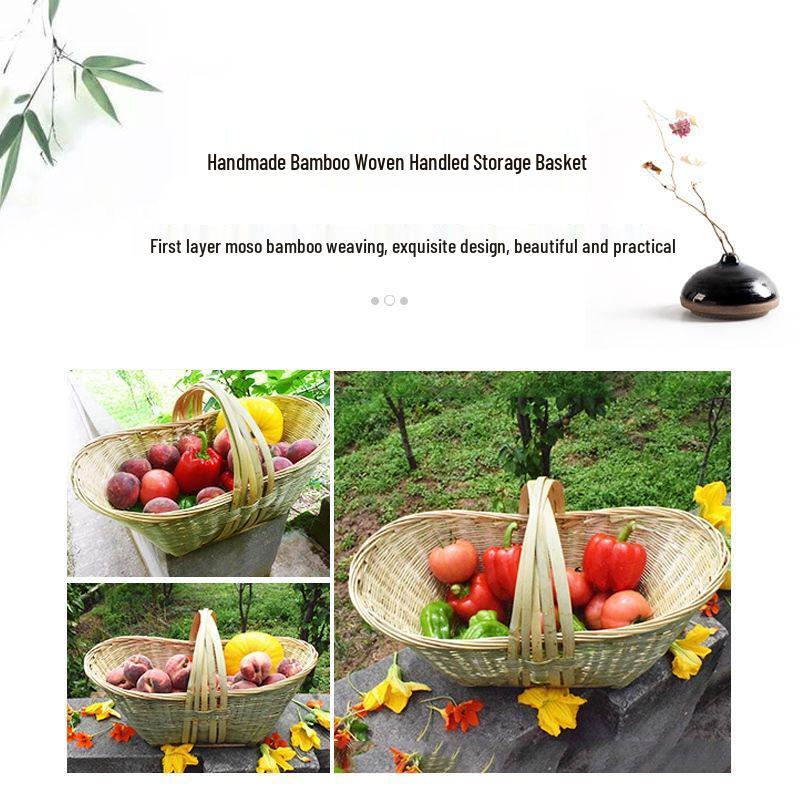 Handmade Bamboo Basket for Fruits, Vegetables, Eggs, and Storage