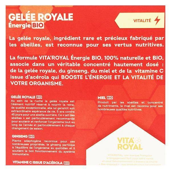 Nutrisanté Vita'Royal Gelée Royale Énergie Bio 10 Ampoules