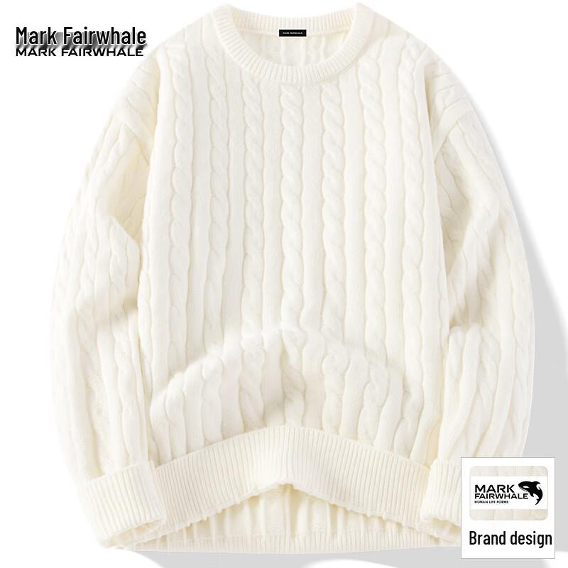 Mark Fairwhale Men's Cable Knit Round Neck Sweater