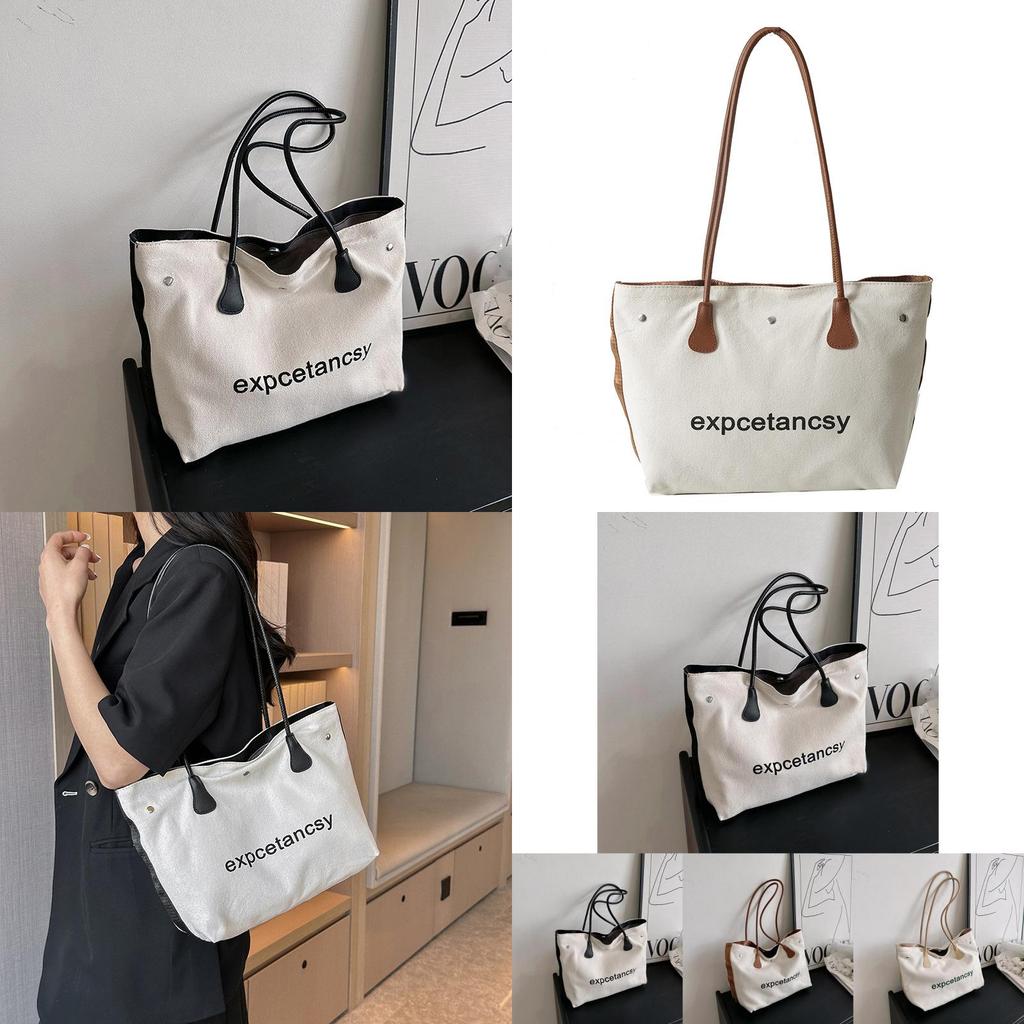 Trendy Large Capacity Canvas Tote Bag For Women Fashionable Crossbody Handbag