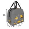 Cartoon Truck Car Tractor Excavator Pattern Insulated Lunch Bag for Women Children Leakproof Food Boxes Thermal Lunch Box Tote