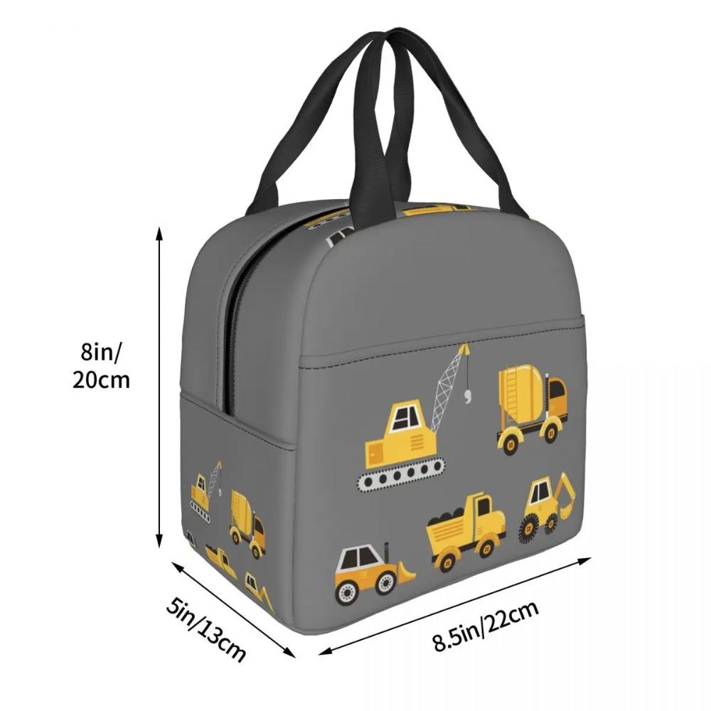 Cartoon Truck Car Tractor Excavator Pattern Insulated Lunch Bag for Women Children Leakproof Food Boxes Thermal Lunch Box Tote