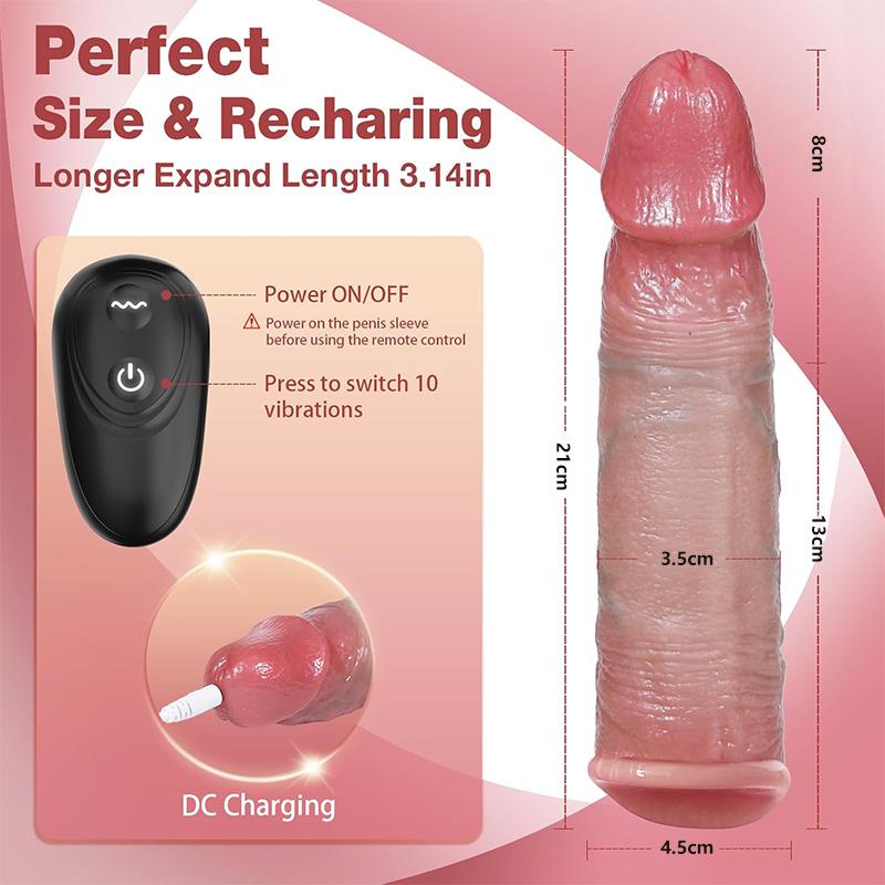 Realistic Dildo Sleeve Penis mare Extensor anal Gland autentic Textura senzație de piele Penis fals Penis Jucării sexuale pentru adulți pentru bărbați Gay
