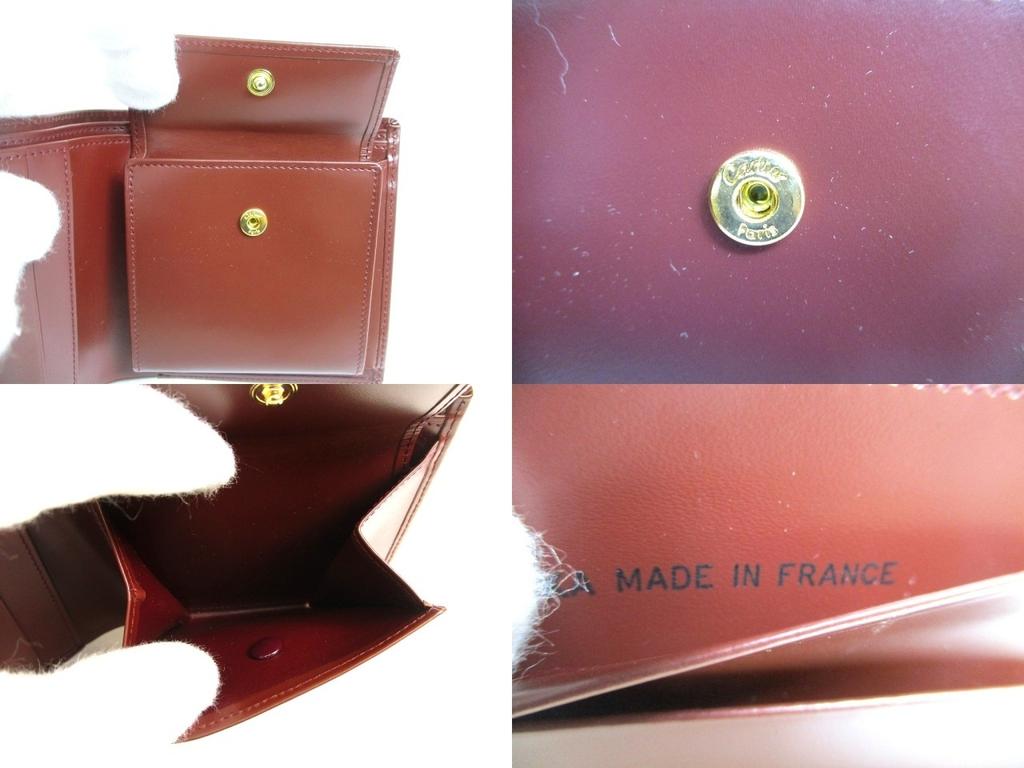 Authentic Cartier Must de Cartier Bordeaux Leather Bifold Wallet Purse #a944  Refurbished
