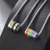 Stainless Steel Rainbow Necklace & Pendant Jewelry Set with Titanium Ring - Niche Design