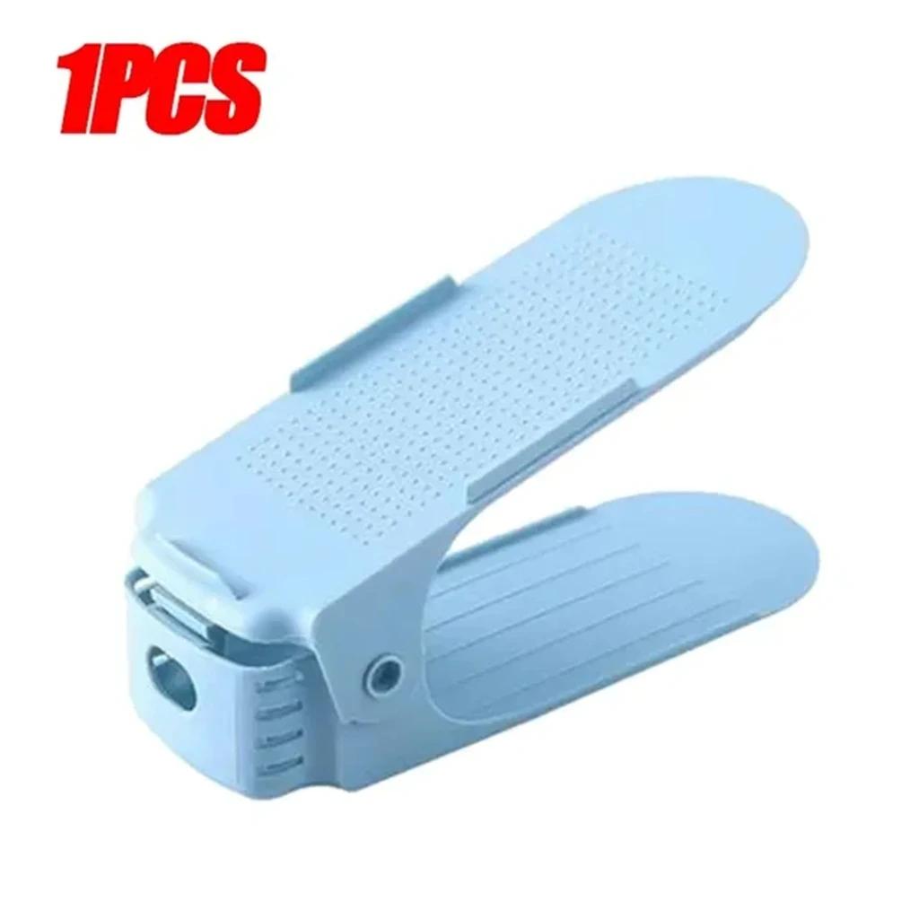 1-компонентная регулируемая двухслойная полка-органайзер для обуви Экономящая место полка для обуви ботинок и кроссовок синий 459₽