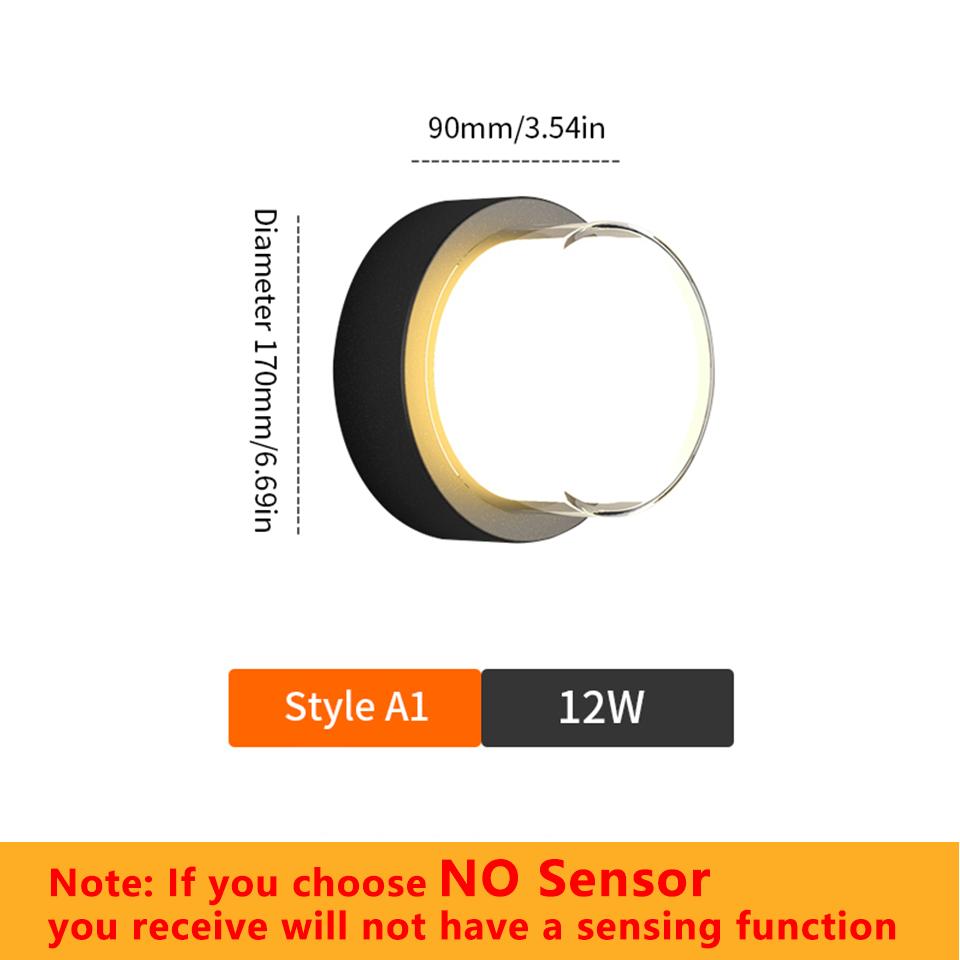 LED Wall Lamp Modern Motion Sensor Indoor/Outdoor AC85-265V 6W 12W Wall Light Waterproof IP66 For Garden Street Path Decoration
